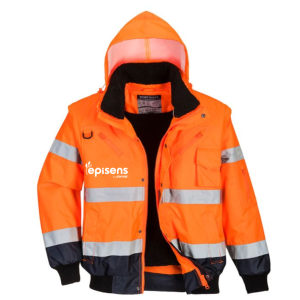 BLOUSON HAUTE VISIBILITE C465 ORANGE FLUO/MARINE -...