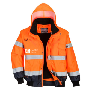 BLOUSON HAUTE VISIBILITE C465 ORANGE FLUO/MARINE -...