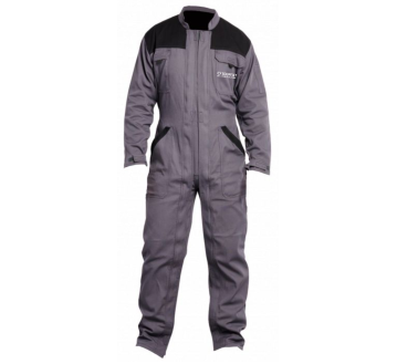 COMBINAISON DE TRAVAIL OCTAVE DOUBLE FG GRIS/NOIR - PBV + TRANSFERT COEUR "SOUFFLET AGRICULTURE" 1 COULEUR : BLANC