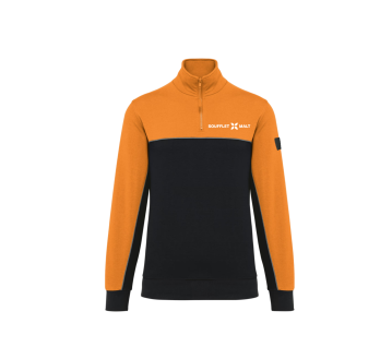 SWEAT COL ZIP WK404 - TOPTEX + TRANSFERT COEUR "MALTERIES SOUFFLET" 1 COULEUR : BLANC