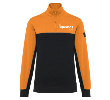 SWEAT COL ZIP WK404 - TOPTEX + TRANSFERT COEUR "EPISENS" 1 COULEUR : BLANC