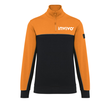 SWEAT COL ZIP WK404 - TOPTEX + TRANSFERT COEUR "INVIVO" 1 COULEUR : BLANC