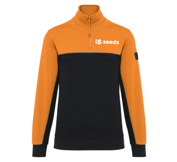 SWEAT COL ZIP WK404 - TOPTEX + TRANSFERT COEUR "IS SEEDS" 1 COULEUR : BLANC