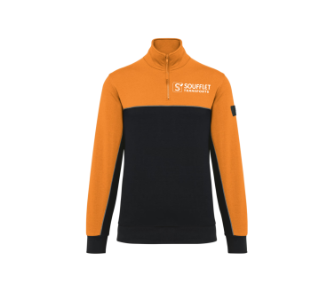 SWEAT COL ZIP WK404 - TOPTEX + TRANSFERT COEUR "SOUFFLET TRANSPORTS" 1 COULEUR : BLANC