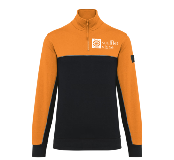 SWEAT COL ZIP WK404 - TOPTEX + TRANSFERT COEUR "SOUFFLET VIGNE" 1 COULEUR : BLANC