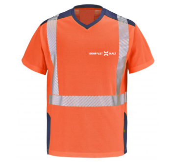TEE-SHIRT HAUTE VISIBILITE ANTI-UV GHARBI 9T84 - CEPOVETT + ANSFERT COEUR "MALTERIES SOUFFLET" 1 COULEUR : BLANC