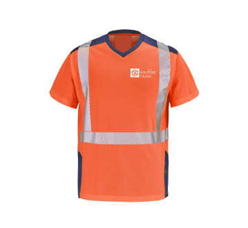 TEE-SHIRT HAUTE VISIBILITE ANTI-UV GHARBI 9T84 - CEPOVETT + TRANSFERT COEUR "SOUFFLET VIGNE" 1 COULEUR : BLANC
