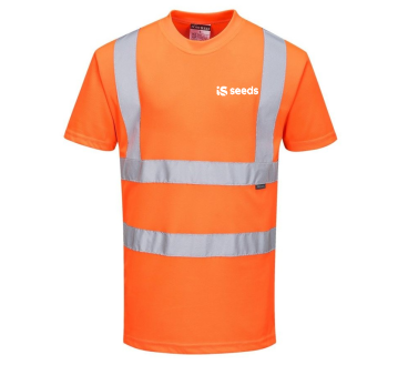 TEE SHIRT HAUTE VISIBILITE ORANGE CL2 RT23 - PORTWEST + TRANSFERT COEUR "IS SEEDS" 1 COULEUR : BLANC