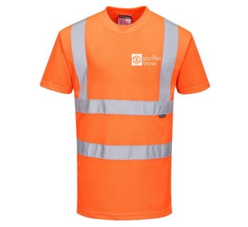 TEE SHIRT HAUTE VISIBILITE ORANGE CL2 RT23 - PORTWEST + TRANSFERT COEUR "SOUFFLET VIGNE" 1 COULEUR : BLANC