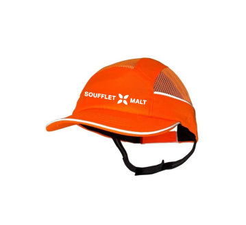 CASQUETTE SURFLEX FLUO 5CM + BANDE RETRO + TRANSFERT "MALTERIES SOUFFLET" 1 COULEUR : BLANC