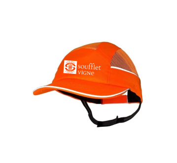 CASQUETTE SURFLEX FLUO 5CM + BANDE RETRO + TRANSFERT "SOUFFLET VIGNE" 1 COULEUR : BLANC