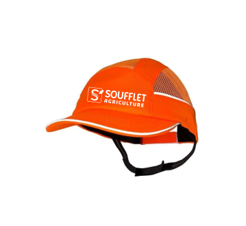 CASQUETTE SURFLEX FLUO 5CM + BANDE RETRO + TRANSFERT "SOUFFLET AGRICULTURE" 1 COULEUR : BLANC