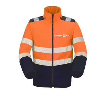 SOFTSHELL HV OURAL MANCHES AMOVIBLES 9S05 - CEPOVETT + TRANSFERT COEUR "MALTERIES SOUFFLET" 1 COULEUR : BLANC