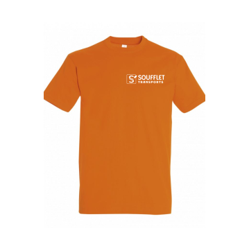 TEE-SHIRT IMPERIAL HOMME 11500 COL ROND - SOL'S + TRANSFERT COEUR "SOUFFLET TRANSPORTS" 1 COULEUR : BLANC