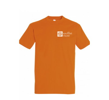 TEE-SHIRT IMPERIAL HOMME 11500 COL ROND - SOL'S + TRANSFERT COEUR "SOUFFLET VIGNE" 1 COULEUR : BLANC