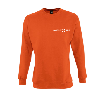 SWEAT UNISEXE NEW SUPREME 13250 - SOL'S + TRANSFERT COEUR "MALTERIES SOUFFLET" 1 COULEUR : BLANC