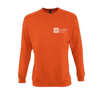 SWEAT UNISEXE NEW SUPREME 13250 - SOL'S + TRANSFERT COEUR "SOUFFLET VIGNE" 1 COULEUR : BLANC