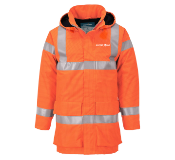 PARKA MULTIRISQUES HV ORANGE S774 - PORTWEST + TRANSFERT COEUR "MALTERIES SOUFFLET" 1 COULEUR : BLANC